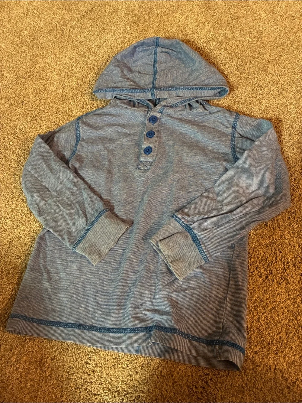 Gymboree Kids Lightweight Blue Long Sleeve Hooded Henley Top Size 5
